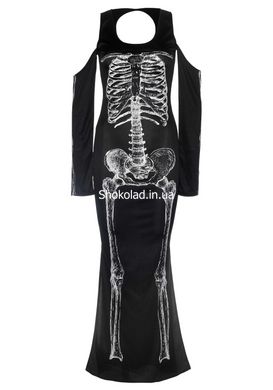 Платье макси Leg Avenue, M/L, с принтом скелета и боковым вырезом - картинка 3