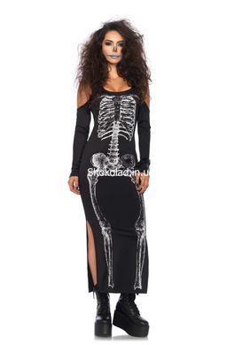 Платье макси Leg Avenue, M/L, с принтом скелета и боковым вырезом - картинка 1