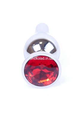 Анальна пробка із червоним кристалом Plug-Jewellery Silver BUTT PLUG- Red - картинка 2