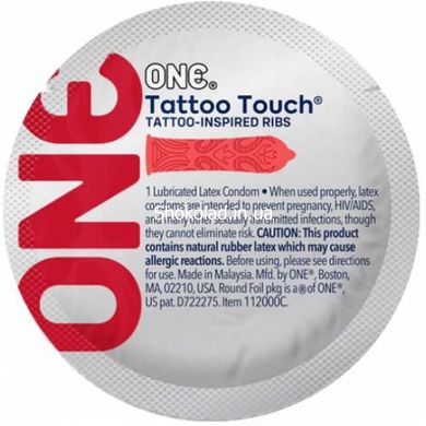 Презервативи One Tattoo Touch червоні, 5 штук - картинка 1