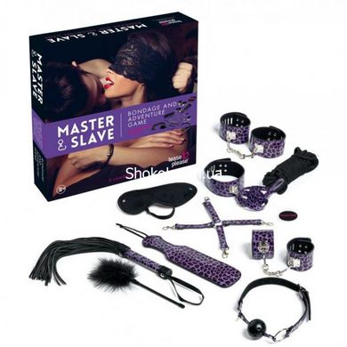 F61278 набір БДСМ 10 шт Master Slave BDSM Kit tijgerprint Purpele, Фіолетовий - картинка 3
