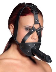 Маска з кляпом та фалоімітатором ZADO Leather Head Harness with Dildo - картинка 1