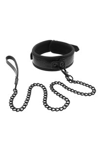 Нашийник з повідцем BLAZE LUXURY COLLAR AND LEASH CROCO BLACK - картинка 1