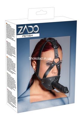 Маска з кляпом та фалоімітатором ZADO Leather Head Harness with Dildo - картинка 3