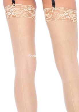 Чулки с кружевной коронкой One Size Nuna Sheer Thigh High Stockings от Leg Avenue, бежевые - картинка 2
