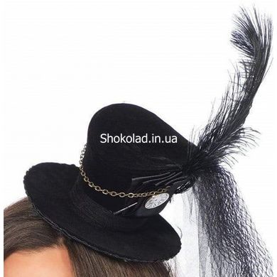 Мини-цилиндр женский Steampunk Velvet Mini Top Hat от Leg Avenue, черный - картинка 2