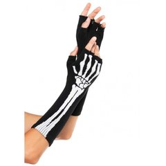 Рукавички без пальців Leg Avenue Skeleton Fingerless Gloves, чорні, O/S - картинка 1