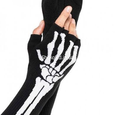 Рукавички без пальців Leg Avenue Skeleton Fingerless Gloves, чорні, O/S - картинка 2