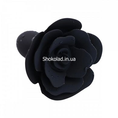 Анальна пробка у формі троянди, силікон, чорна, 7 х 2.7 см - картинка 2