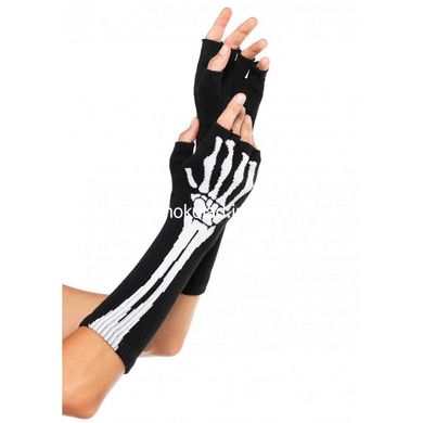 Рукавички без пальців Leg Avenue Skeleton Fingerless Gloves, чорні, O/S - картинка 1
