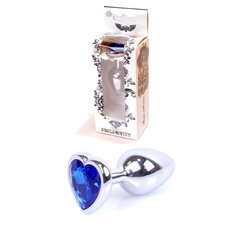 Анальна пробка з синім кристалом у вигляді серця Plug-Jewellery Silver Heart PLUG-Dark Blue - картинка 1