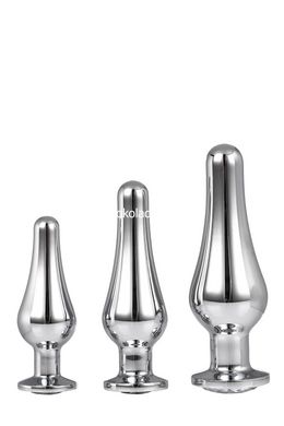 Набор анальных пробок конической формы Dream Toys GLEAMING LOVE PLEASURE SET SILVER - картинка 1