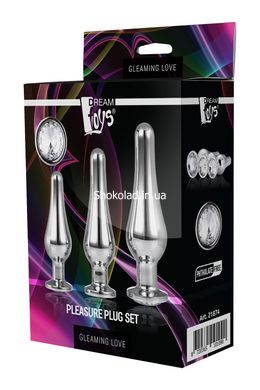 DT21874 набір анальних пробок конічної форми Dream Toys GLEAMING LOVE PLEASURE SET SILVER - картинка 3