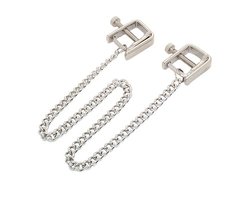 Затискачі на соски DS Fetish Nipple clamps iron L square silver 82,5 g - картинка 1
