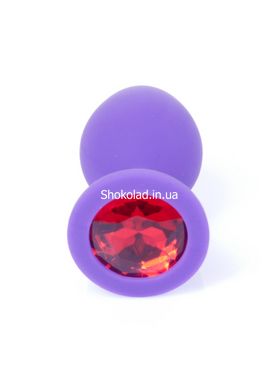 Анальная пробка с камнем Plug-Jewellery Purple Silicon PLUG Medium- Red Diamond размер М - картинка 3