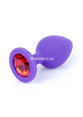 Анальная пробка с камнем Plug-Jewellery Purple Silicon PLUG Medium- Red Diamond размер М - картинка 8