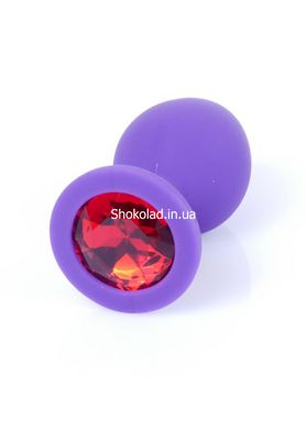 Анальная пробка с камнем Plug-Jewellery Purple Silicon PLUG Medium- Red Diamond размер М - картинка 2