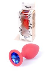 Анальная пробка с камнем Plug-Jewellery Red Silicon PLUG Medium- Blue Diamond размер М - картинка 1