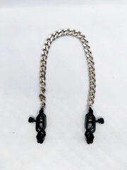 Затискачі на соски DS Fetish Nipple clamps iron L silver/black 81,3 g - картинка 1