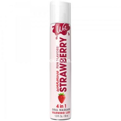 Лубрикант со вкусом клубники Wet Strawberry с согревающим эффектом, 30 мл - картинка 1