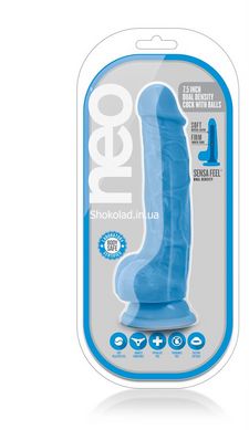 Фалоімітатор з подвійною щільністю NEO 7.5 INCH COCK W. BALLS BLUE, Блакитний - картинка 2