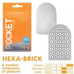 Міні мастурбатор нереалістичний Tenga Pocket Hexa-Brick, з рельєфом, білий - картинка 1