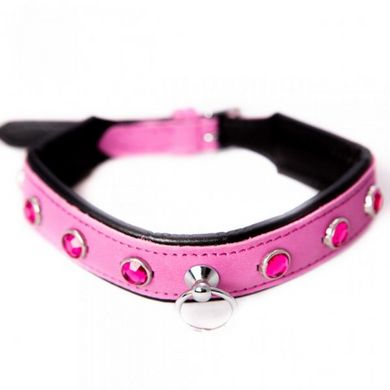 Ошейник Leather Jewel, Pink - картинка 1