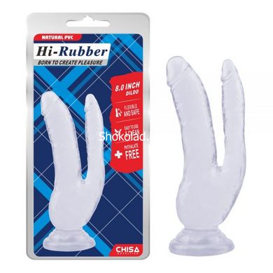 Фалоімітатор подвійний Chisa Hi-Rubber 8.0 Dildo-Clear, Прозрачный, Розмір упаковки 30*14,5*4 см - картинка 3