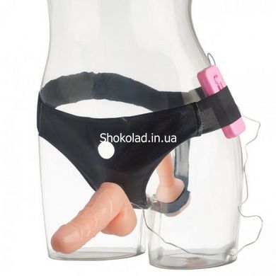 Страпон з пробкою і вібрацією Wearable Dicephalous Solid Dildo - картинка 1