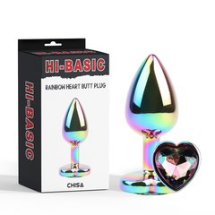 Анальна Hi-Basi Rainbow Heart Butt Plug Chisa, Радужный - картинка 1