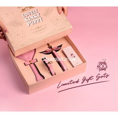 Подарунковий набір BDSM італійська шкіра рожевий Upko lovely kinky Puppy set - картинка 2